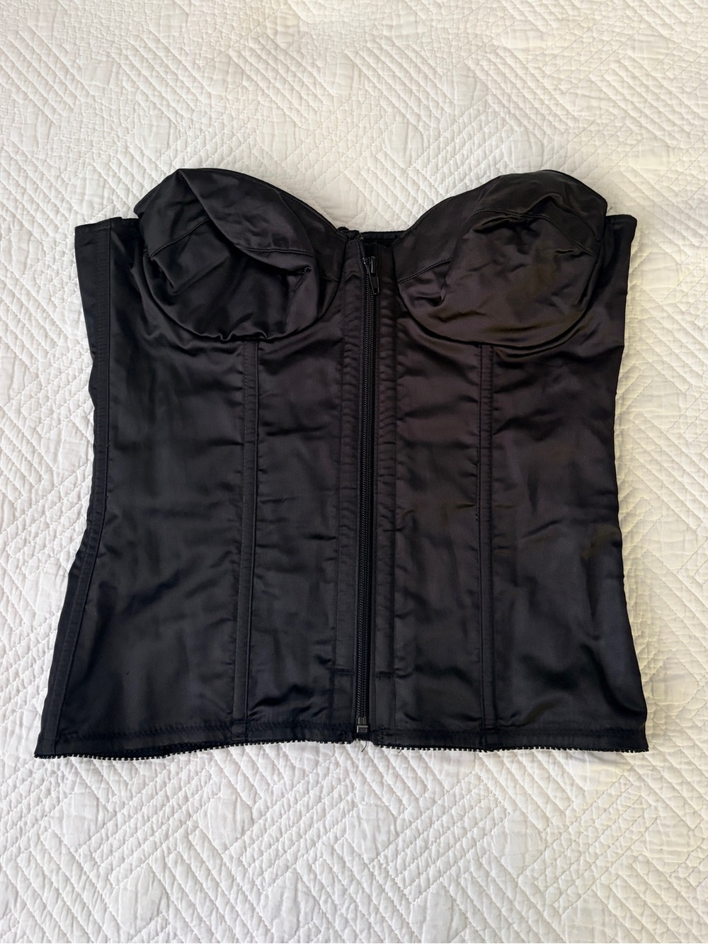Vintage Frederick's of Hollywood Black Lace-Up Corset Top